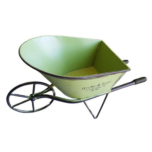 Iron Single Wheel Cart Wheelbarrow Small-  Green
