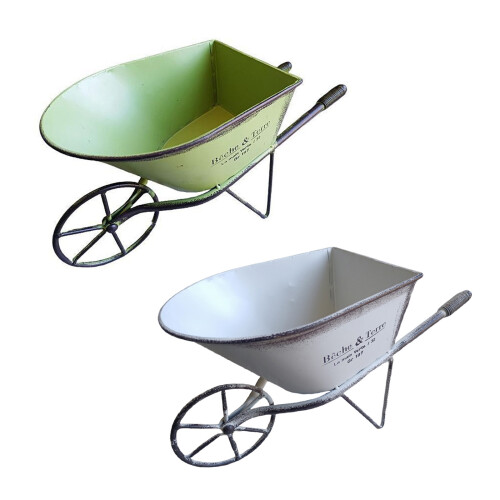 Iron Single Wheel Cart Wheelbarrow Small-  Green 1