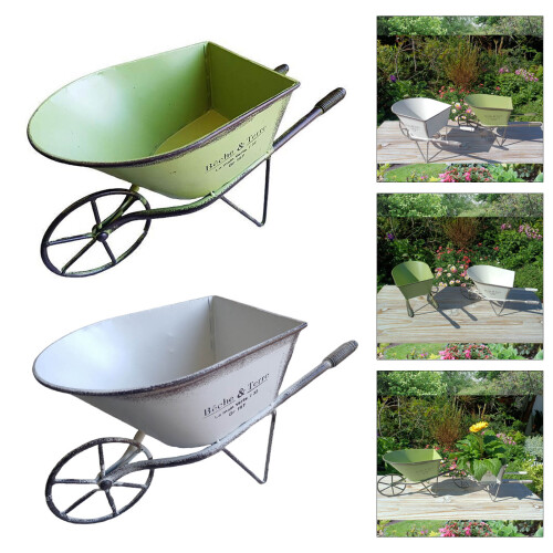 Iron Single Wheel Cart Wheelbarrow Small-  Green 2