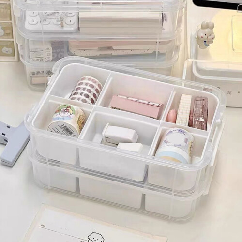 Spacious Desktop Cosmetics and Stationery Holder-green grid 2