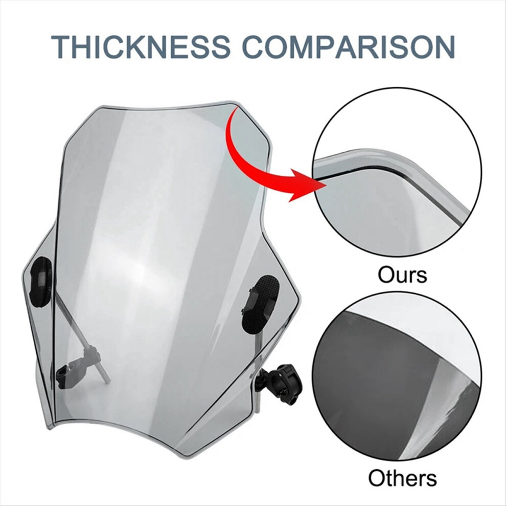 Motorcycle Windscreen For Mt07 Mt09 Cbr600rr Cb1000r Gxsr 600 750 Adjustable 43X40cm Gray 4712500745546