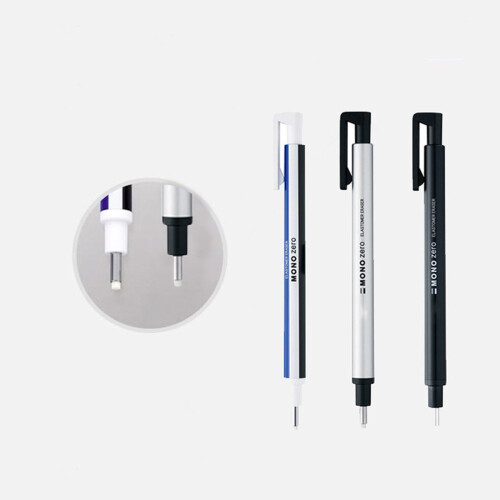 Round Tip Eraser Refill Pack Ultrafine Pencil Rubber-black 2