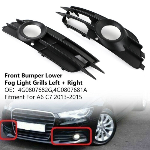2X Car Front Bumper Fog Light Grille for- A6 C7 2012-2016 2