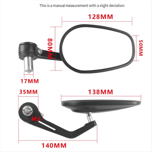 Universal Motorcycle 22mm Handlebar Rearview Mirror Oval Reflector Mirror Modification Accessories A 2