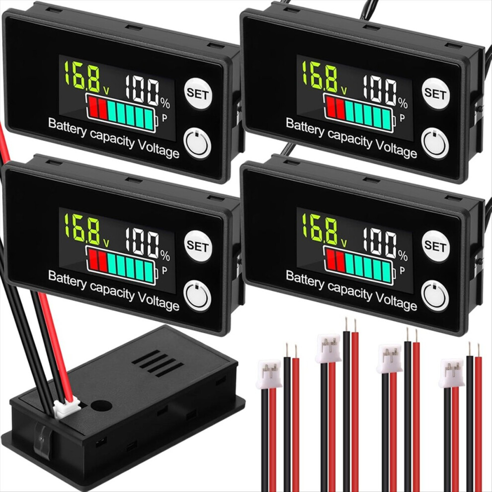 4 Pack Digital Battery Monitor For Golf Cart 8-100V, 12V 24V 36V 48V 60V 72V, Lcd Display For Marine Boat/Car/Motorcycle 4711673667396