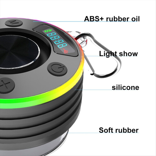 Shower Speaker Bluetooth with Suction Cup for Bathroom Pool Black 2