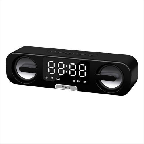 Smart Clock Bluetooth Speaker, LED HD Mirror, FM Radio Function,Black 1
