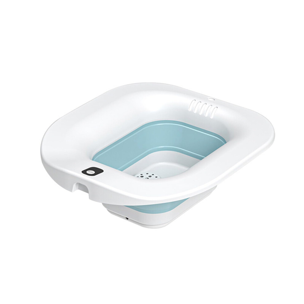 Blue Sitz Bath For Hemorrhoids, Collapsible, Toilet Seat Compatible, Postpartum Care, Wider Seating Area,