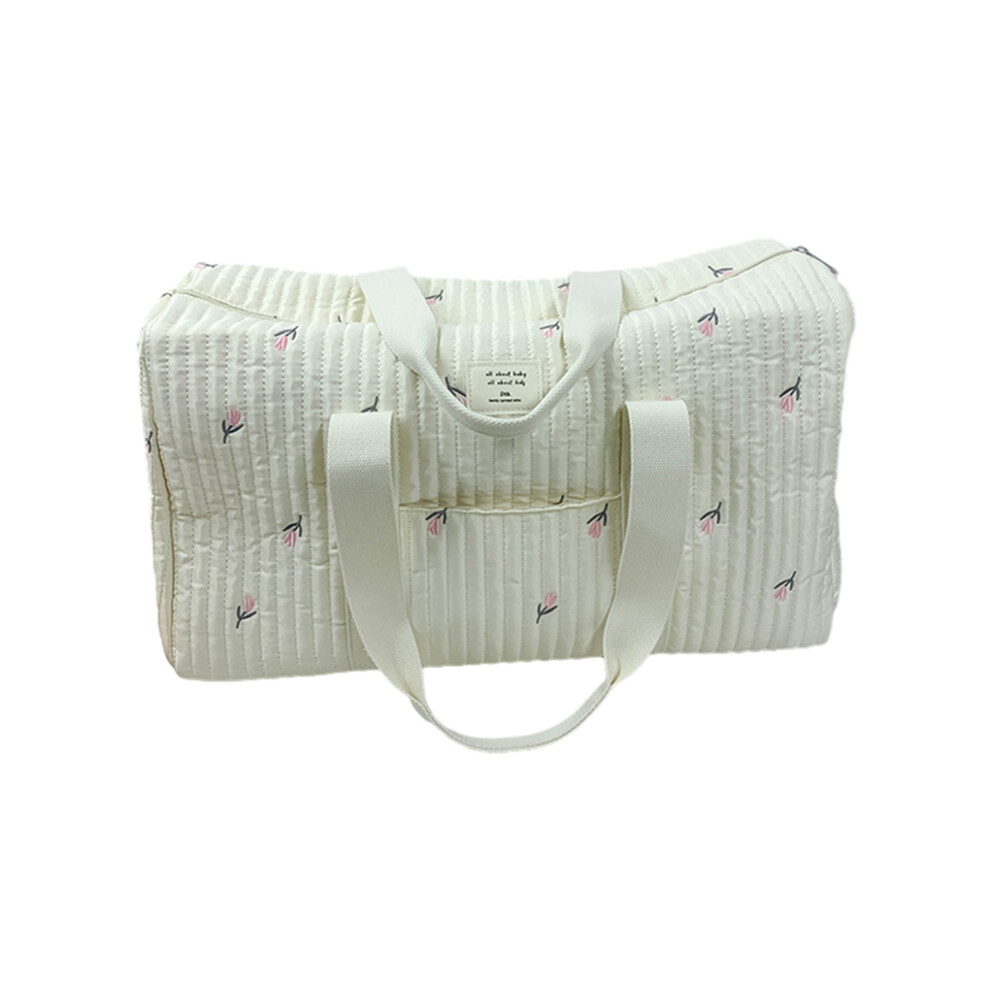 (flowers milkywhite) Large Capacity Outgoing Baby Diaper Storage Bag Everything Neat And-image-OPC-PMDS88T-NEW