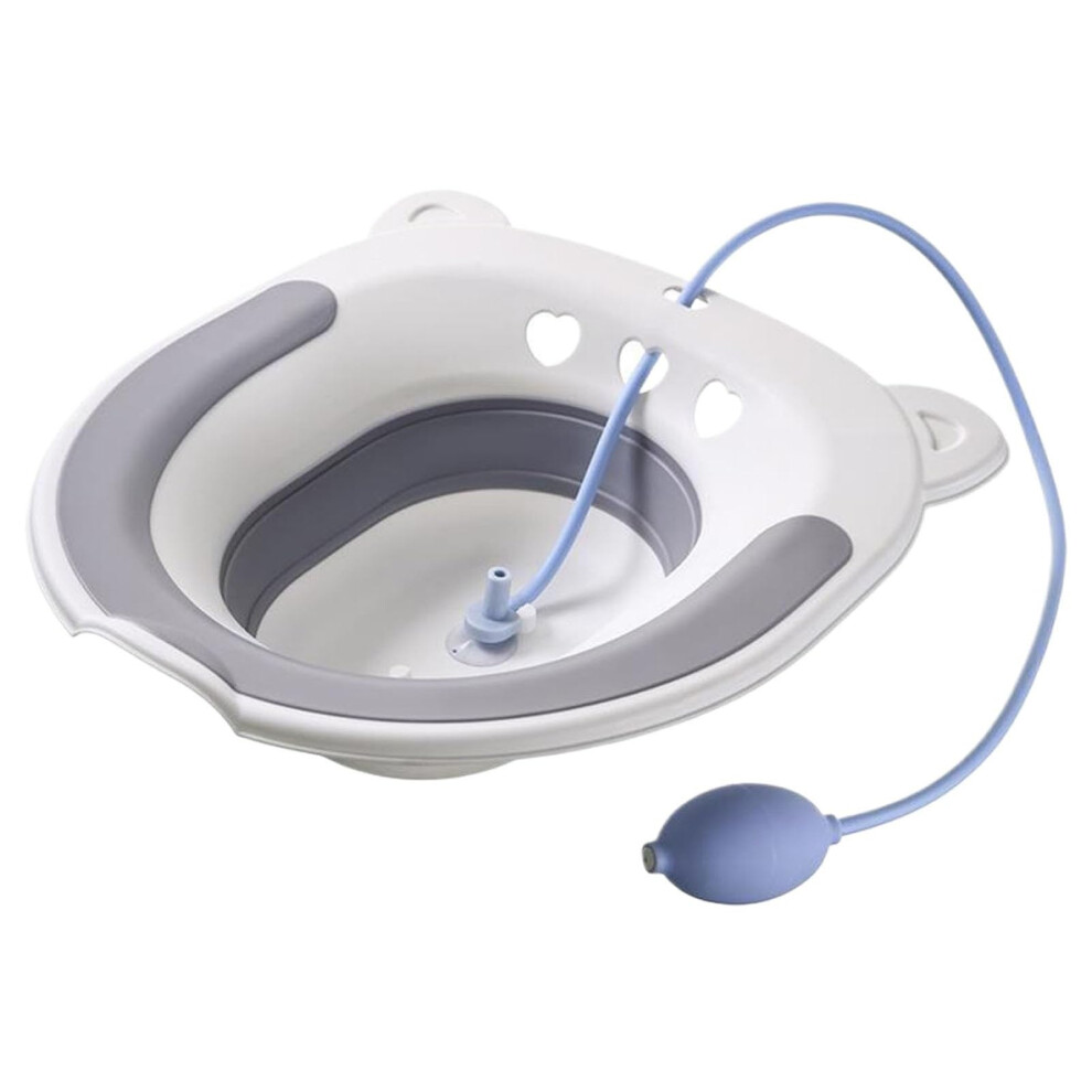 Sitz Bath Heat-Resistant Foldable Postpartum Care Seat With Flusher Hose Drain Holes Squat-Free For Pregnant Women Gris