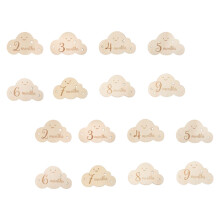 Cloud Geformte Holz Monatsfotoscheiben Beidseitig Für Babyfotografie