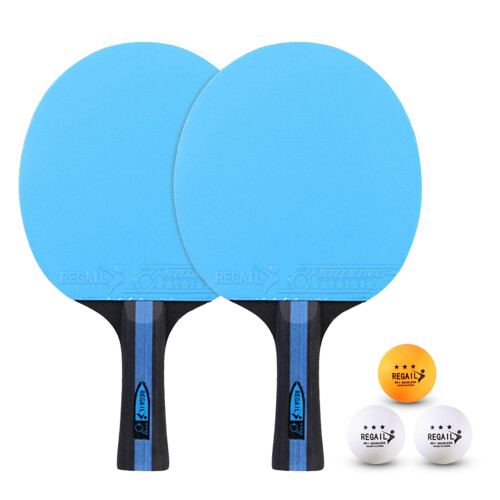 Ping Pong Starter Kit: 2 Flared Handle Rackets 3 Balls + Bag 2