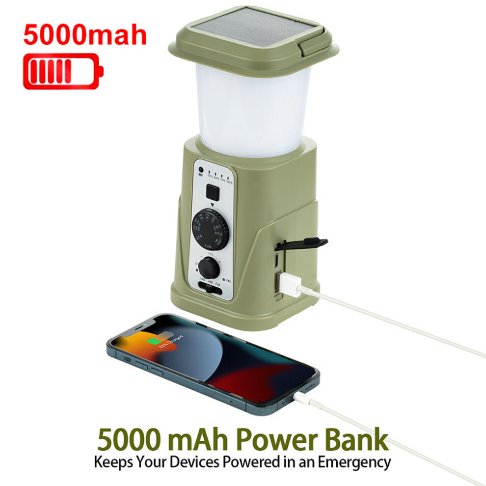 Multifunctional Camping Lantern with Radio, Power Bank, 5000mAh, 190x90mm, Orange/Green-image-OPC-PMDSGDB-NEW