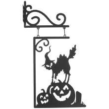 2Stk Halloween Ornament Garten Wandkunst Anhänger Metall Silhouette