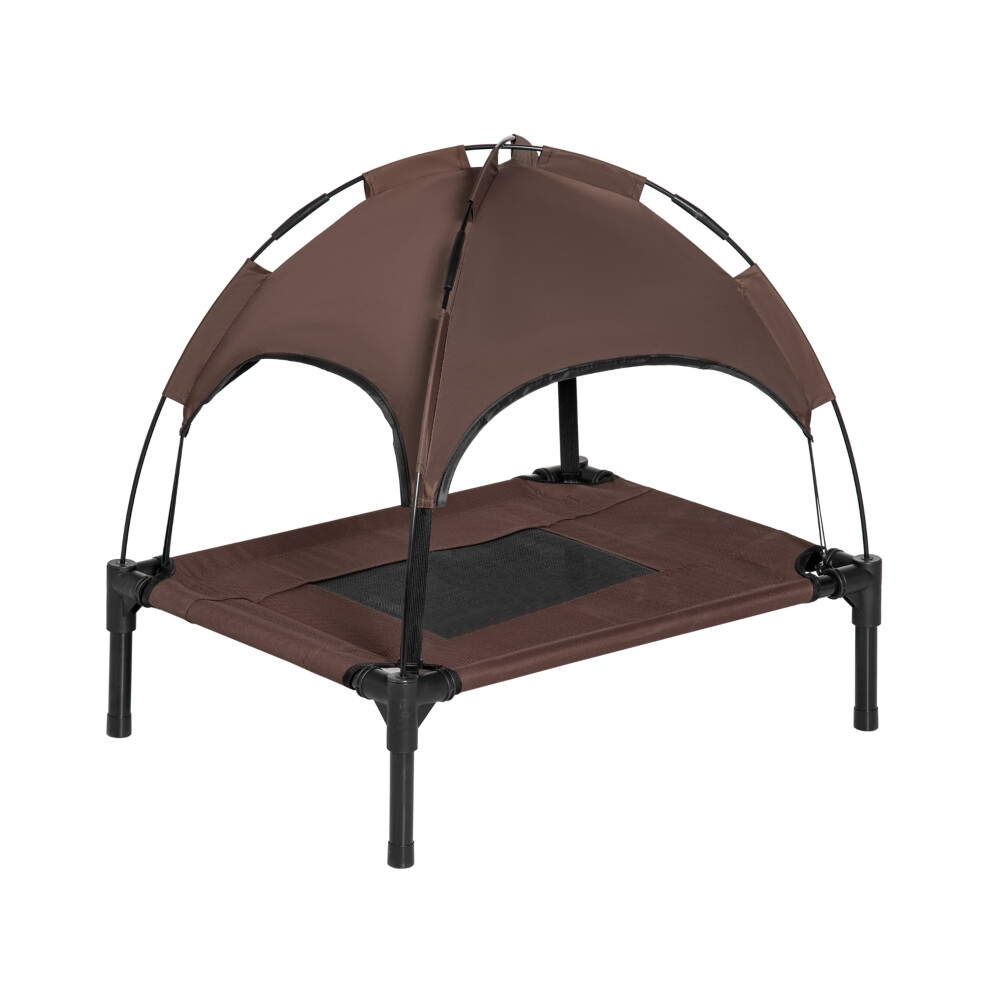 Raised Dog Bed Waterproof Pet Cot with UV-Protected Mesh Canopy Brown for Small Dogs 61x46x62cm-image-OPC-PMDSK5B-NEW
