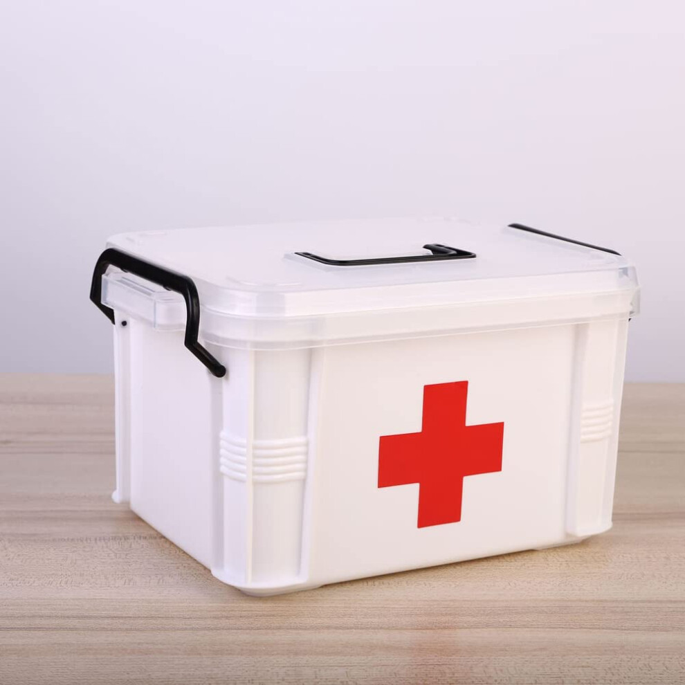 First Aid Box, Extra Large Household Plastic Portable Medical Chest, Medicine Storage Tin, 23.5x17x13.5 cm, For Home Office Car School