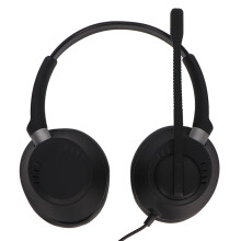 USB-Binaural-Telefon-Headset mit Mikrofon und Lautstärkeregler, Schwarz