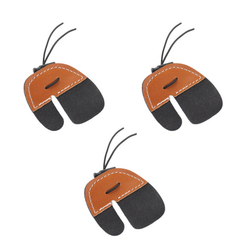 Comfort Fit 3pcs Archery Finger Tabs Double Layer PU Leather Brown 1