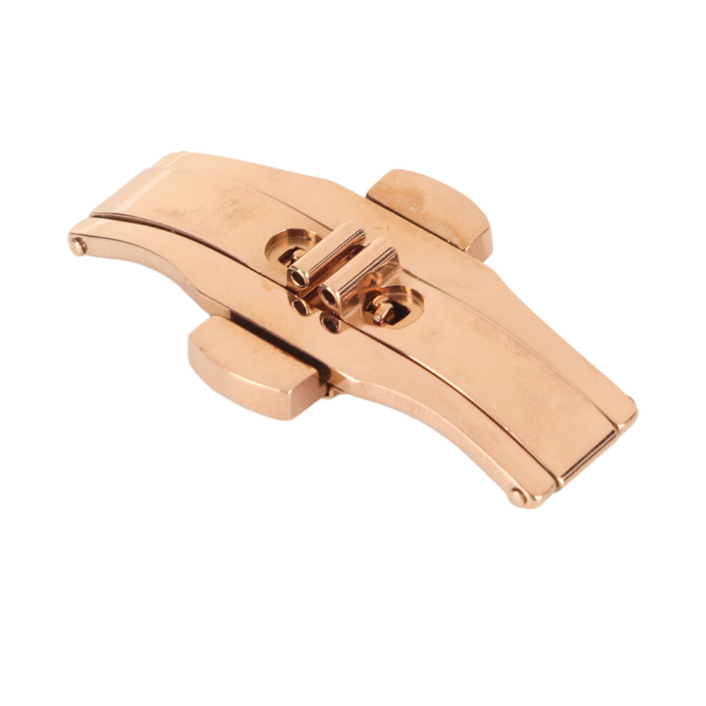 Rose Stainless Steel Butterfly Clasp For Watches - Double Push Button Deployment Gold
