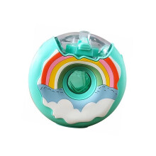 Niedliche 380 ml Donut Wasserflasche BPA-frei, silikon, auslaufsicher, 145 x 145 mm, Blau Regenbogen