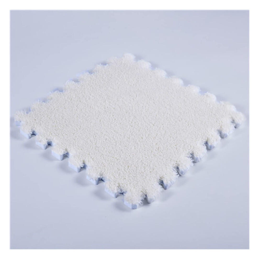 16 Pieces Plush Puzzle Foam Floor Mat Square Interlocking Fluffy Tiles 12X12 Soft Climbing Carpet Shaggy Area Rug Beige