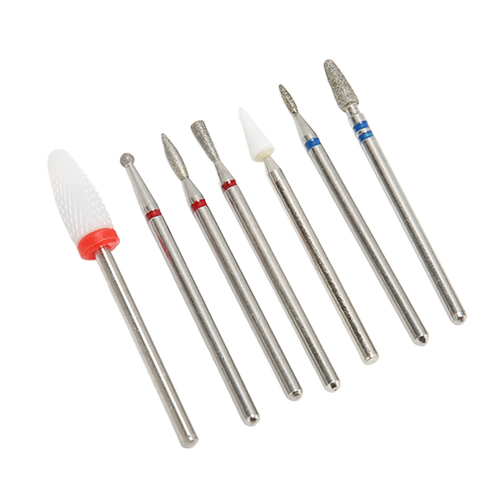 7pcs Nail Drill Bits Portable Manicure Pedicure Tools Polishing Shaping Kit