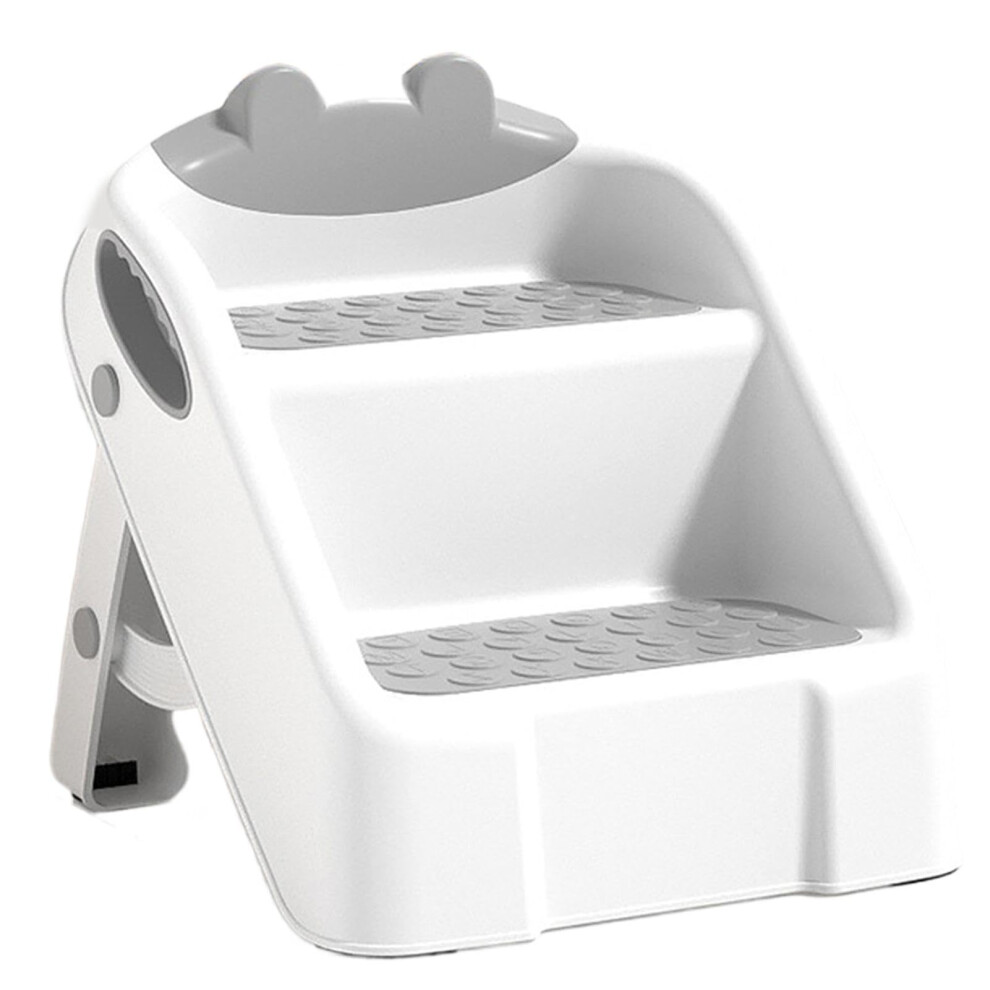 Two Step Stool for Sink Folding Kids Step Stool Anti-Slip Toilet Training Rubberized Base Toddlers Bathroom Stepping Stool