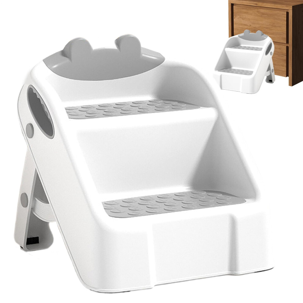 Foldable Toddler Step Anti-Tip Non-Slip 2-Step Stool For Bathroom Sink Kids Training Stool Lightweight Space-Saving