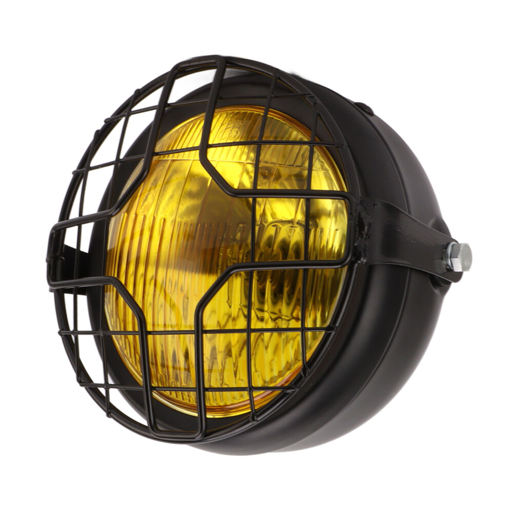 5.75In 35W Lens Motorcycle Headlight For Chopper Bobber Cafe Racer Yellow 8231354134703