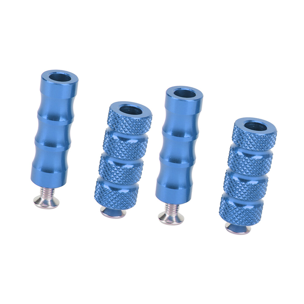 2 Pair Cnc Motorcycle Brake Foot Pegs For M6 Bolts, Aluminum Alloy Blue 4651354135816