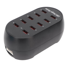 USB-Ladestation 10-Port 50W kleiner Schreibtisch Schwarz