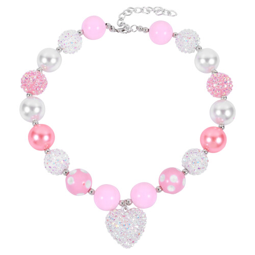 Kette Mit Perlenanhänger Für Kinder (Pink Weiß) 1