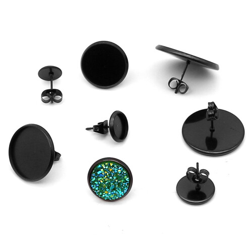 20Pièces Accessoires Noir Pour Création Boucles D'oreilles DIY 1