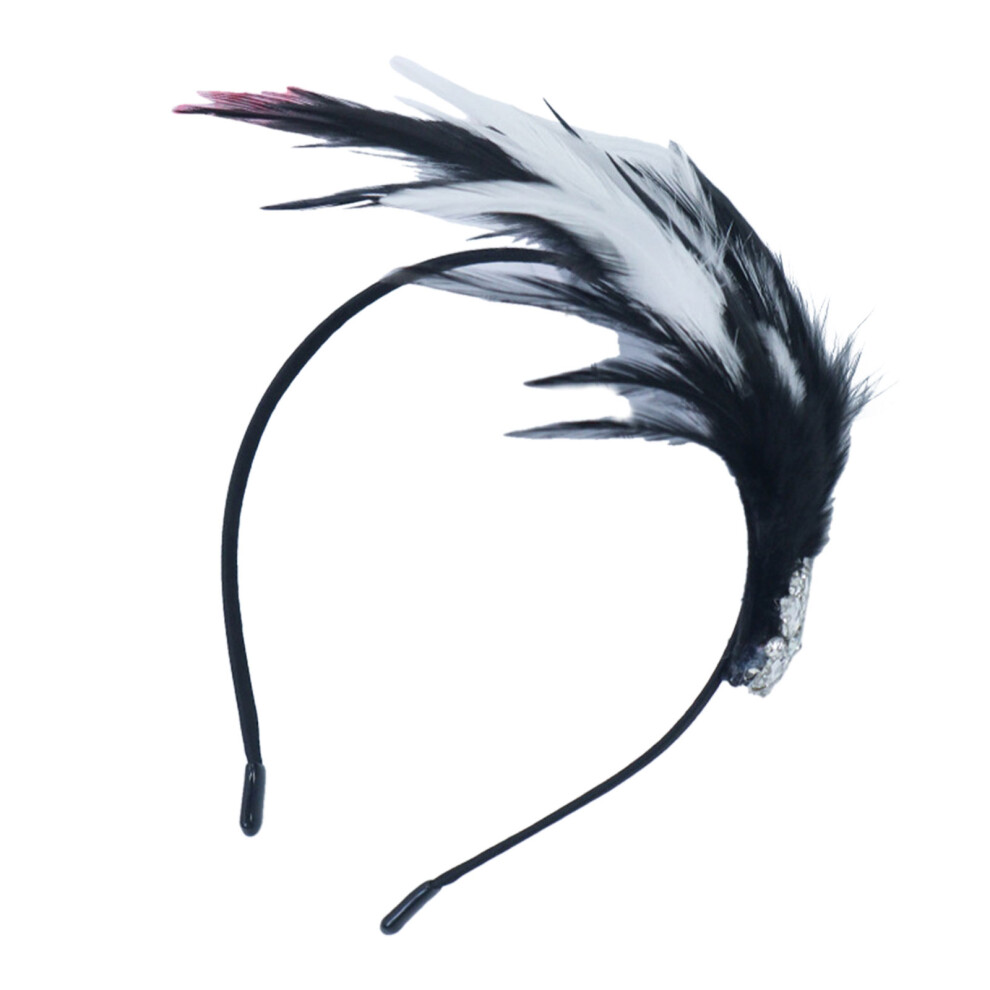 Colorful Feathered Hair Hoop Role Play Party-black and white