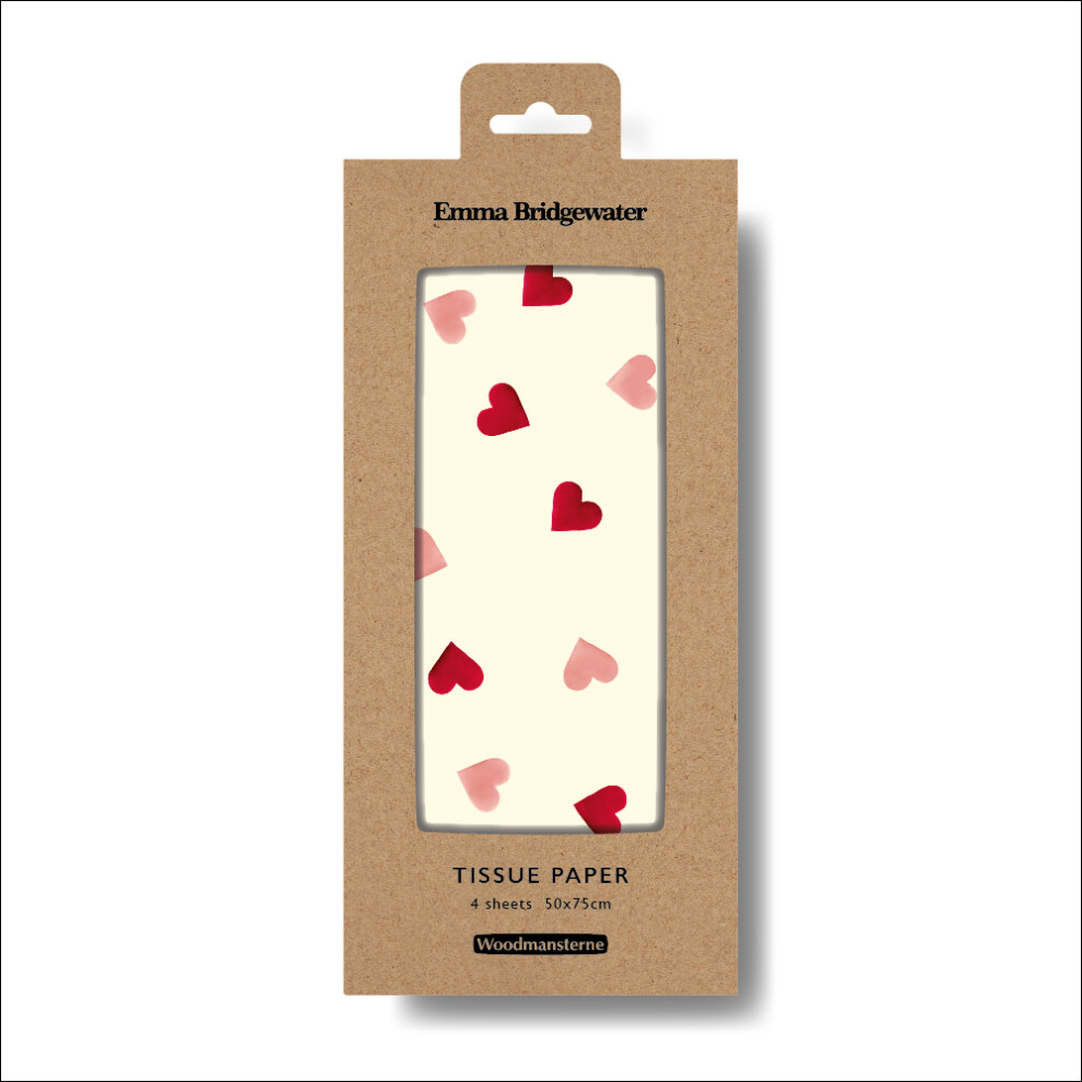 Woodmansterne Emma Bridgewater Hearts Tissue Paper Giftwrap Celebration Gift Wrapping Pink