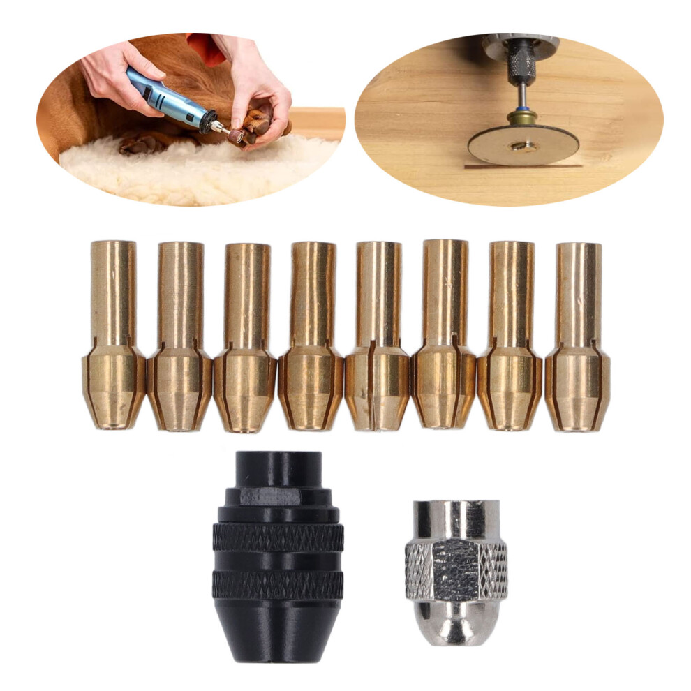 Heavy Duty Rotary Tool Chuck Adapter 1/32In To 1/8In With Brass Collets & Nut 9391354140230