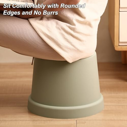 Lightweight Non-Slip Plastic Footstool, Stackable, One-Piece Design, Medium Green, For Bathroom And Home, Shoe Changing 1