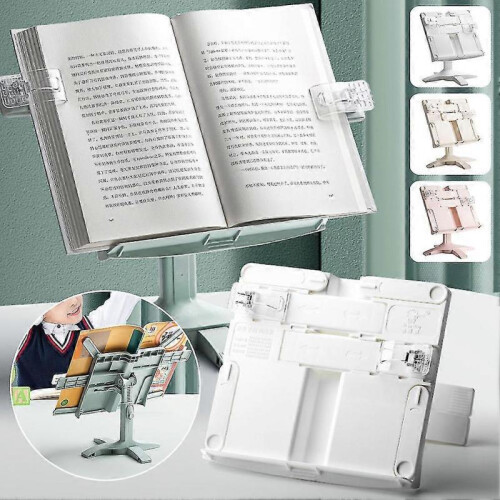 (White) Optimized Title for Lifting Landing Multi-functional Books Holder Lightweight Ergonomic Desktop Reading Shelf for Office School 1