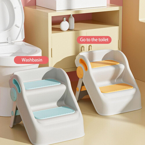 Step Stool For Children Foldable Non-Slip Base For Bathroom Space Saving Green 1
