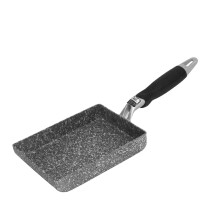 Nonstick Rectangular Frying Pan With Medical Stone Coating For Gas Stove, Flat Bottom, Omelette And Pancake Pan, Black