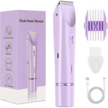 (Purple) Women's Dual Head Electric Shaver - Smooth Skin Hair Removal, Wet & Dry Use, Bikini Trimmer for Painless Results