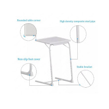 (WHITE WITHOUT CUP HOLDER) Free standing folable Portable Table Buddy Dinner folding Laptop Desk With Cup Holder