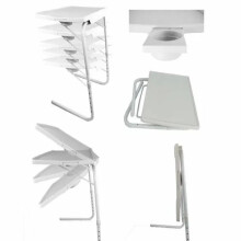(WHITE WITH CUP HOLDER) Free standing folable Portable Table Buddy Dinner folding Laptop Desk With Cup Holder