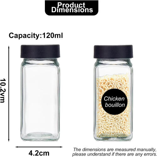 24 Pack 120ml Glass Spice Jars with Black Lids, Labels and Funnel on OnBuy