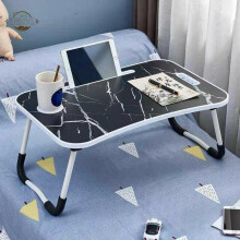 (Black) Folding Laptop Bed Tray Table with Cup Slot - Portable and Foldable - Perfect for Breakfast in Bed or Working from Home - 60x40x28cm