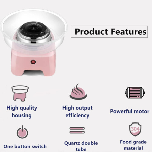 Candy Floss Maker Machine 500W Retro Pink With Non-Stick Bowl Quick Heating 1