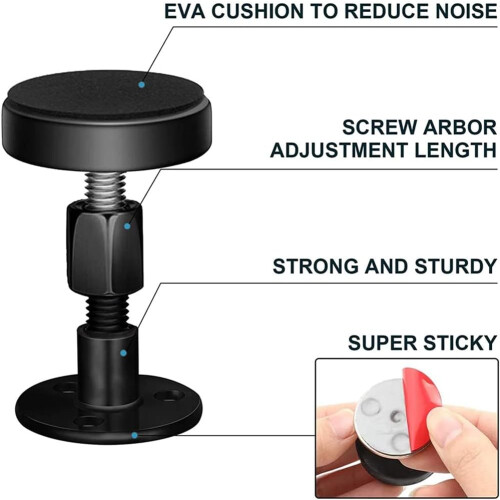 Adjustable Threaded Bed Frame Anti-Shake Tool 4-Piece Set, Black, 30-68mm, Headboard Stoppers For Beds Cabinets Sofas 1
