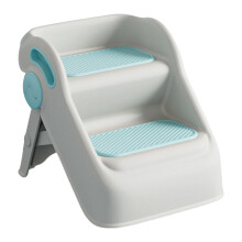 Double Levels Kids Step Stool Foldable Anti-Slip Two-Tier Design For Bathroom And Kitchen White And Blue