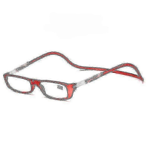 (100, Red) Folding Reading Glasses with Magnetic Snap Click Front and Hanging Neck Spectacles