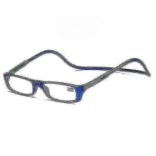 (200, Dark Blue) Folding Reading Glasses with Magnetic Snap Click Front and Hanging Neck Spectacles